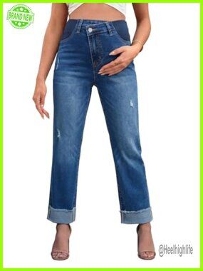 Maternity Jeans Crisscross Elastic Waist Pregnancy Pants